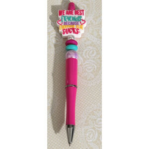 Custom Beaded Pen Best Friends Pearls Pink Colorful Gift Handmade Unique
